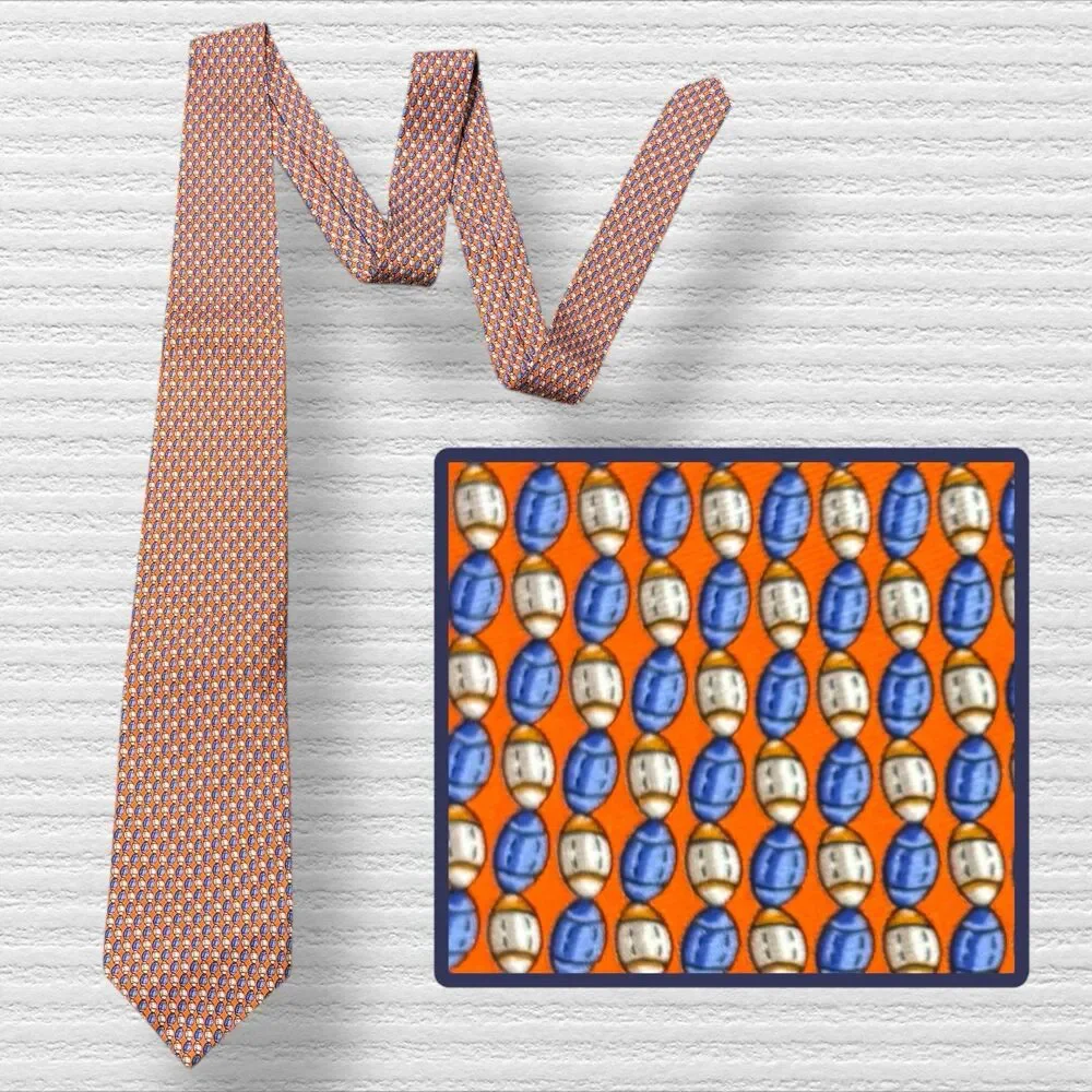 Jos. A. Bank Tie Blue and Orange Football Geometric